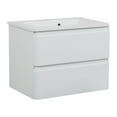 thumbnail image 1 of Modern Wall-Mounted Bathroom Vanity with Washbasin | Comfort White High Gloss Collection | Non-Toxic Fire-Resistant MDF-40"-No Mirror, 1 of 4