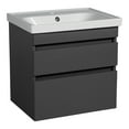 thumbnail image 1 of Modern Wall-Mounted Bathroom Vanity with Washbasin | Niagara Gray Matte Collection with Side Vanity Cabinet | Non-Toxic Fire-Resistant MDF-44" (32+12)-Simple Collection 40", 1 of 2