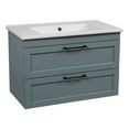 thumbnail image 1 of Modern Wall-Mounted Bathroom Vanity with Washbasin | Palm Beach Green Matte Collection with Side Vanity Cabinet | Non-Toxic Fire-Resistant MDF-58" (12+34+12)-No Mirror, 1 of 1