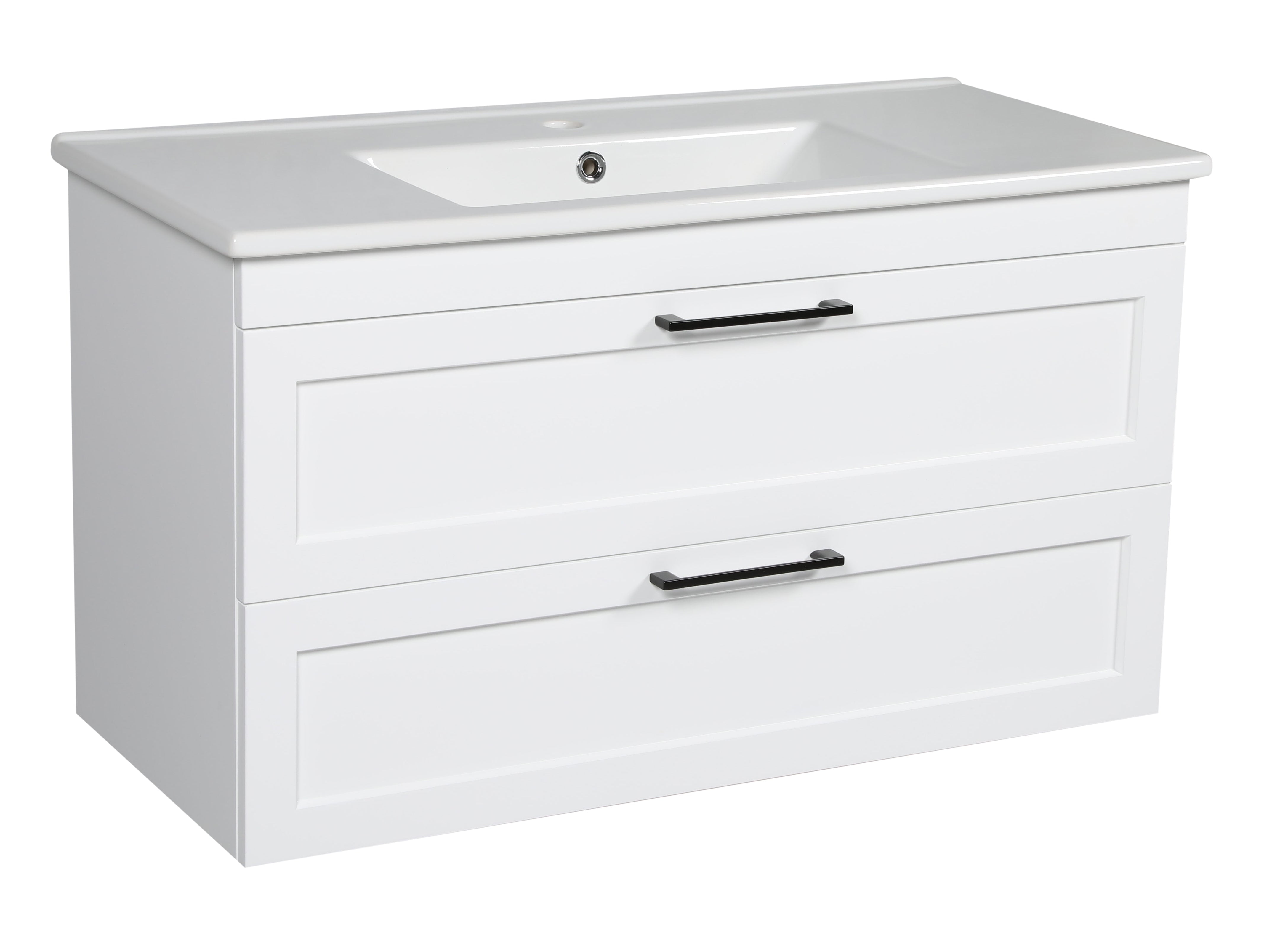 Modern WallMounted Bathroom Vanity with Washbasin Palm Beach White