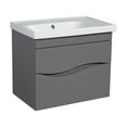 thumbnail image 1 of Modern Wall-Mounted Bathroom Vanity with Washbasin | Wave Gray Matte Collection | Non-Toxic Fire-Resistant MDF-64" (32+32)-Omega Collection R-line 24", 1 of 5