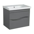 thumbnail image 1 of Modern Wall-Mounted Bathroom Vanity with Washbasin | Wave Gray Matte Collection with Side Vanity Cabinet | Non-Toxic Fire-Resistant MDF-52" (40+12)-No Mirror, 1 of 2