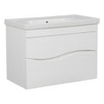 thumbnail image 1 of Modern Wall-Mounted Bathroom Vanity with Washbasin | Wave White High Gloss Collection | Non-Toxic Fire-Resistant MDF-52" (26+26)-Simple Collection 24", 1 of 2