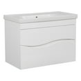 thumbnail image 1 of Modern Wall-Mounted Bathroom Vanity with Washbasin | Wave White High Gloss Collection with Side Vanity Cabinet | Non-Toxic Fire-Resistant MDF-44" (32+12)-Simple Collection 32", 1 of 1