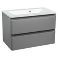 thumbnail image 1 of Modern Wall-Mounted Bathroom Vanity with Washbasin | Comfort Gray Matte Collection | Non-Toxic Fire-Resistant MDF-80" (40+40)-Diamond Collection 24", 1 of 6