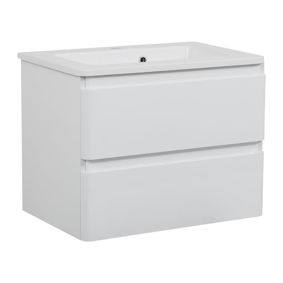 Modern Wall-Mounted Bathroom Vanity with Washbasin | Comfort White High Gloss Collection | Non-Toxic Fire-Resistant MDF-28"-Diamond Collection 40"