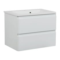 Modern Wall-Mounted Bathroom Vanity with Washbasin | Comfort White High Gloss Collection | Non-Toxic Fire-Resistant MDF-32"-Diamond Collection 40"