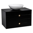 thumbnail image 1 of Modern Wall-Mounted Bathroom Vanity with Washbasin | Dune Black Matte Collection | Non-Toxic Fire-Resistant MDF-32"-Simple Collection 24", 1 of 5