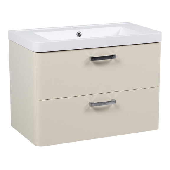 Modern Wall-Mounted Bathroom Vanity with Washbasin | Fiona Beige Matte Collection | Non-Toxic Fire-Resistant MDF-30"-Diamond Collection 32"
