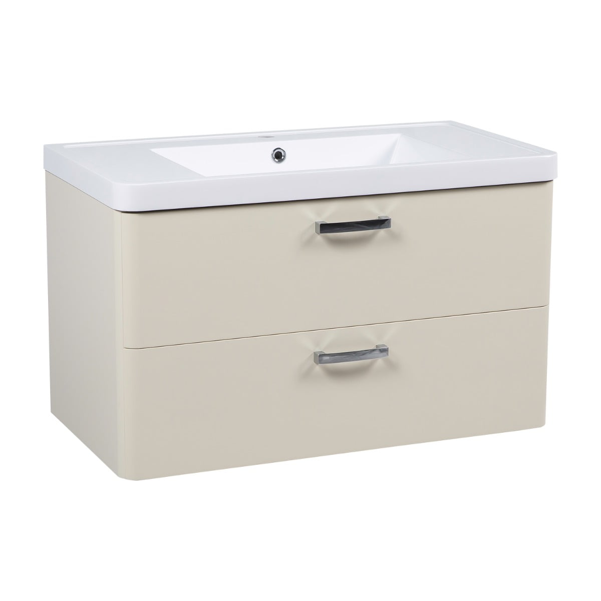 Fiona Beige Matte Modern Wall-Mounted Bathroom Vanity with Ceramic Sink
