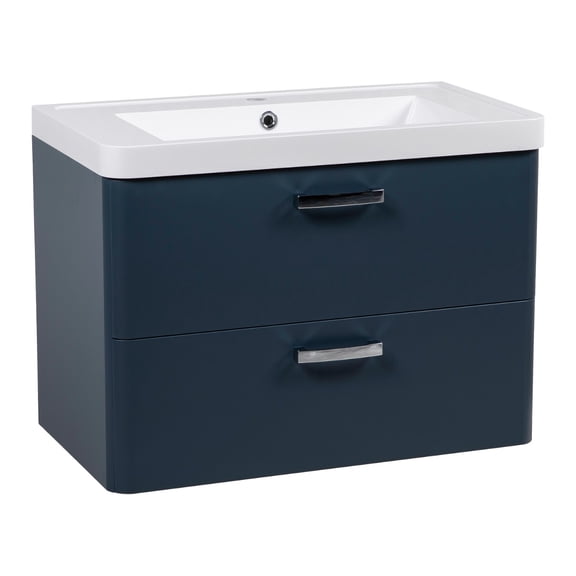 Modern Wall-Mounted Bathroom Vanity with Washbasin | Fiona Blue Matte Collection | Non-Toxic Fire-Resistant MDF-36"-No Mirror