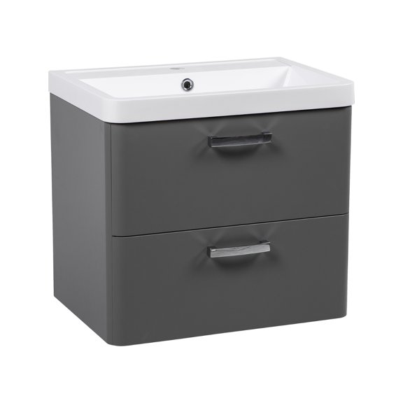 Modern Wall-Mounted Bathroom Vanity with Washbasin | Fiona Gray Matte Collection | Non-Toxic Fire-Resistant MDF-24"-Omega Collection 40"