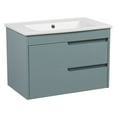 thumbnail image 1 of Modern Wall-Mounted Bathroom Vanity with Washbasin | Judi Light Green Matte Collection | Non-Toxic Fire-Resistant MDF-24"-Omega Collection R-line 40", 1 of 5