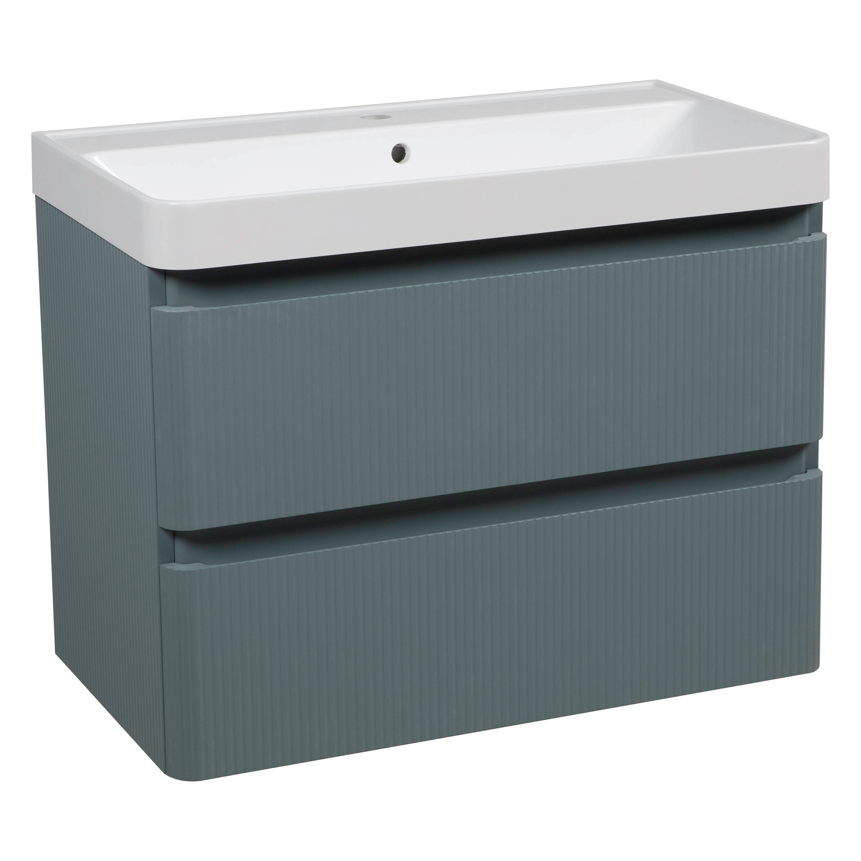 Luxury Green Matte Wall-Mounted Single Bathroom Vanity with Ceramic Sink