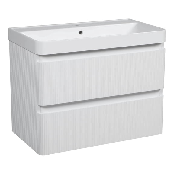Modern Wall-Mounted Bathroom Vanity with Washbasin | Luxury White Matte Collection | Non-Toxic Fire-Resistant MDF-30"-Diamond Collection 24"
