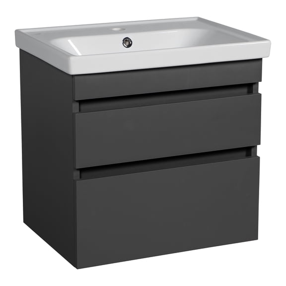 Modern Wall-Mounted Bathroom Vanity with Washbasin | Niagara Gray Matte Collection | Non-Toxic Fire-Resistant MDF-32"-Diamond Collection 40"