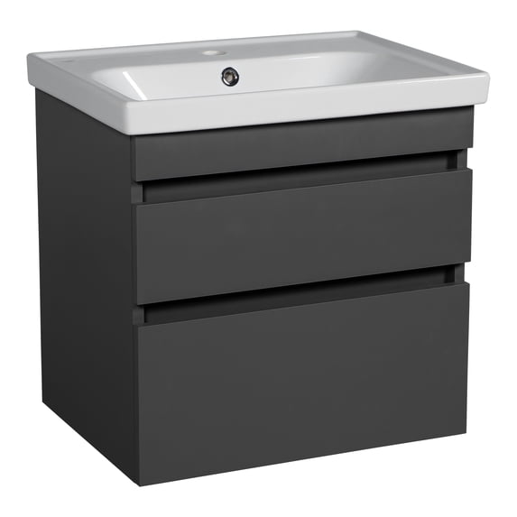 Modern Wall-Mounted Bathroom Vanity with Washbasin | Niagara Gray Matte Collection | Non-Toxic Fire-Resistant MDF-48" (24+24)-Diamond Collection 24"