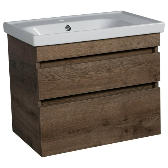Modern Wall-Mounted Bathroom Vanity with Washbasin | Niagara Rosewood Collection | Non-Toxic Fire-Resistant MDF-80" (40+40)-Simple Collection 32"