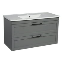 Modern Wall-Mounted Bathroom Vanity with Washbasin | Palm Beach Gray Matte Collection | Non-Toxic Fire-Resistant MDF-26"-Simple Collection 32"