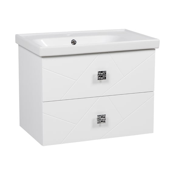 Modern Wall-Mounted Bathroom Vanity with Washbasin | Picasso White Matte Collection | Non-Toxic Fire-Resistant MDF-24"-Diamond Collection 40"