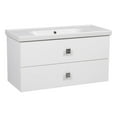thumbnail image 1 of Modern Wall-Mounted Bathroom Vanity with Washbasin | Picasso White Matte Collection | Non-Toxic Fire-Resistant MDF-40"-Simple Collection 40", 1 of 5