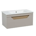thumbnail image 1 of Modern Wall-Mounted Bathroom Vanity with Washbasin | Troy Mocha Gloss Collection | Non-Toxic Fire-Resistant MDF-34"-No Mirror, 1 of 5