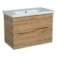 thumbnail image 1 of Modern Wall-Mounted Bathroom Vanity with Washbasin | Wave Teak Natural Collection | Non-Toxic Fire-Resistant MDF-28"-Diamond Collection 24", 1 of 1