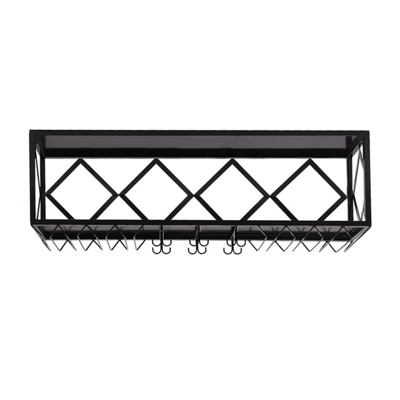 Modern Wall-Mounted Floating Shelf Multifunctional Iron Bottle Holder Hanging Wine Rack with Partitions Inverted Wine Glass Rack for Bar Living Room Restaurant (Black)