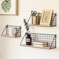 thumbnail image 1 of Modern Wall Mounted Floating Shelf (Small) - Black Wire & Metal Storage Organizer for Home Office, Industrial Style Display Rack for Books, Photos, or Collectibles, 1 of 6