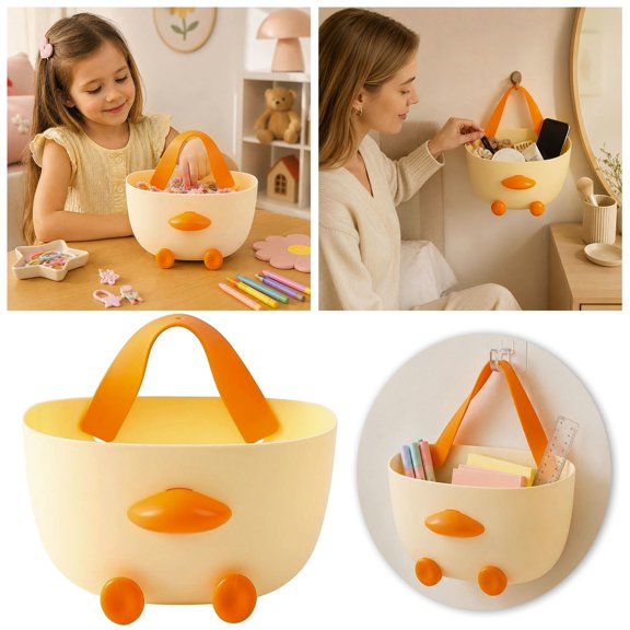 Modern Wall Mounted Fruit Vegetable Hanging Storage Organizer Sundries Container For Kitchen With Versatile Design,16x12cm,Yellow