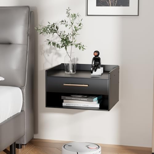 Modern Wall Mounted Nightstand Floating Bedside Table with Drawer Wooden Bedside Table Storage Cabinet for Bedroom, Entryway Natural$$Home Decor, Kitchen, & Other