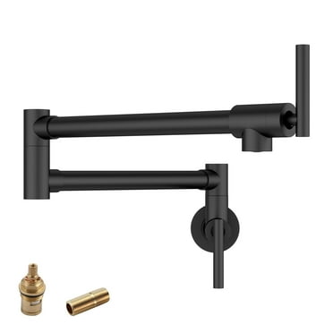 Modern Wall Mounted Pot Filler Faucet, Single Hole and Double Handle, Matte Black