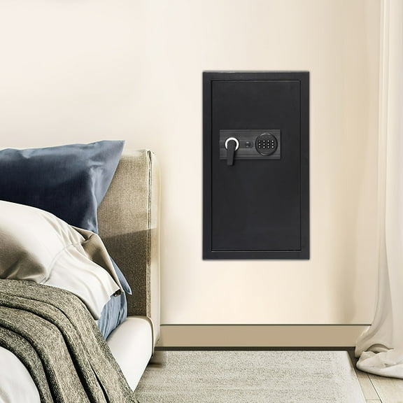 Modern Wall-Mounted Safe with Keys Hidden Wall37x10x65cm Battery Model Black