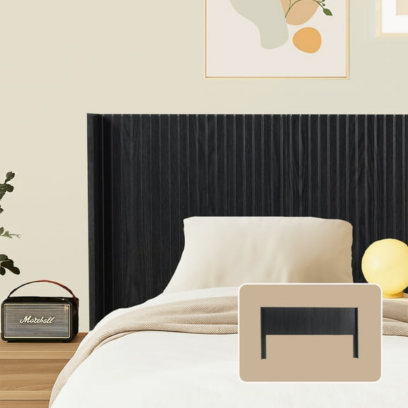 Modern Wall Mounted Solid Wood Queen Headboard With Black Oak