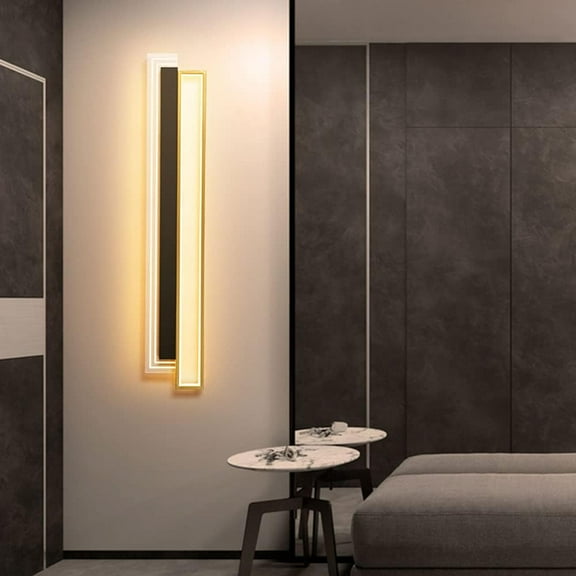 Modern Wall Sconce Geometric Wall Lamp LED Wall Lighting Indoor, Minimalist Wall Mounted Light Fixture, 3 Color Mode Wall Wash Lights Linear Sconces for Hallway Bedroom