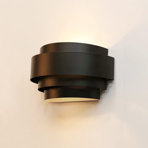 Modern Wall Sconce Indoor Wall Light Fixture Half Moon Metal Wall Lamp Black for Stair Hallway Home Theatre Bedroom (1PCS)
