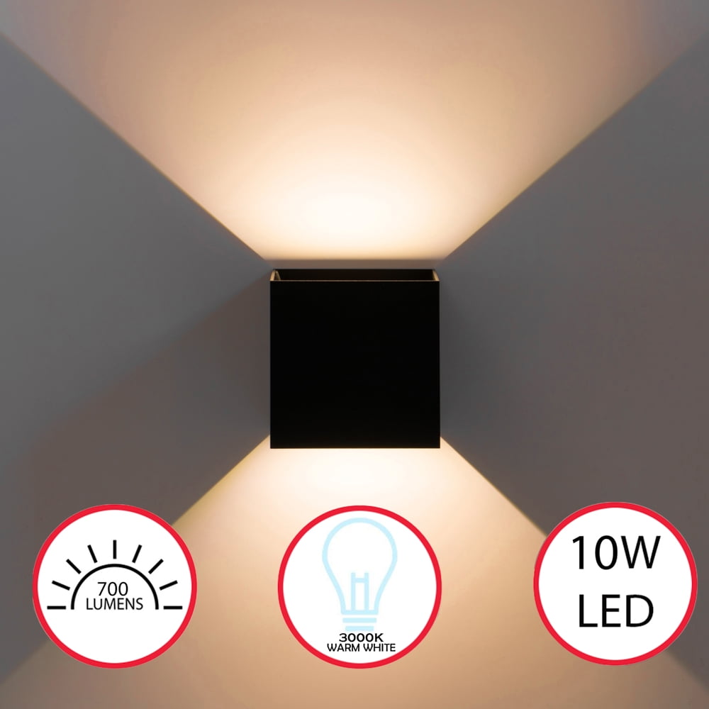 Modern Wall Sconce LED Waterproof Wall Lamp Aluminum with Adjustable Beam 10-Watt 3000K Warm White Indoor Outdoor for Bathroom Bedroom