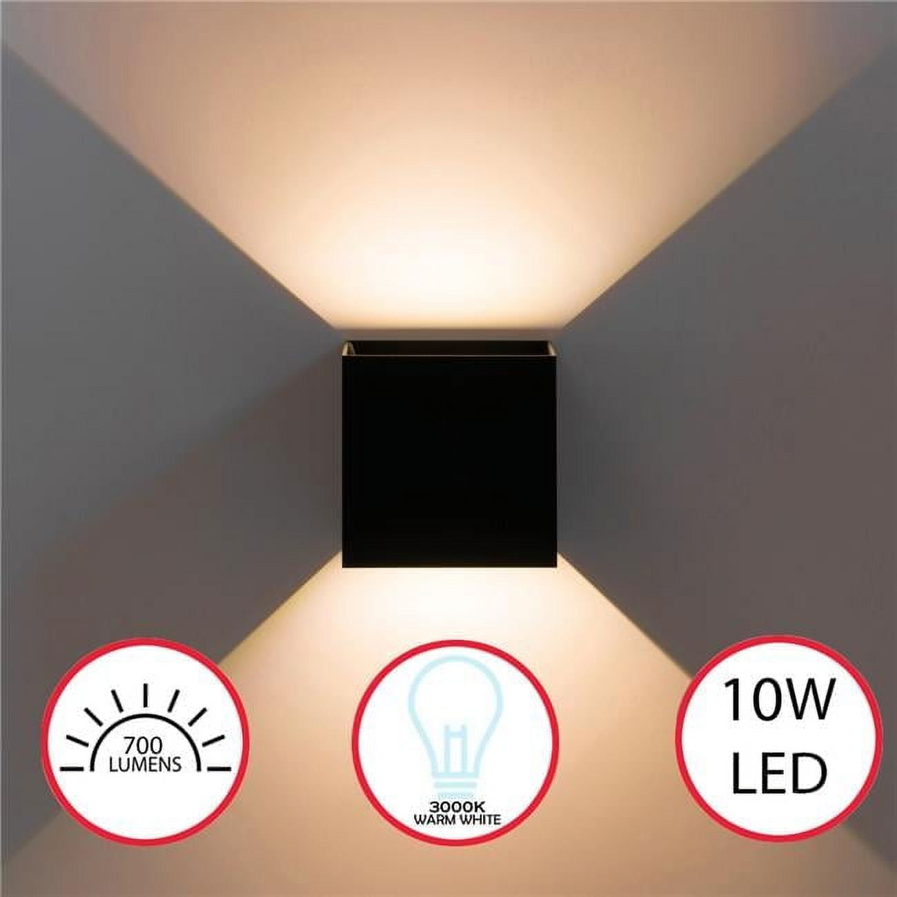 Modern Wall Sconce LED Waterproof Wall Lamp Aluminum with Adjustable Beam 10-Watt 3000K Warm White Indoor Outdoor - Set of 2