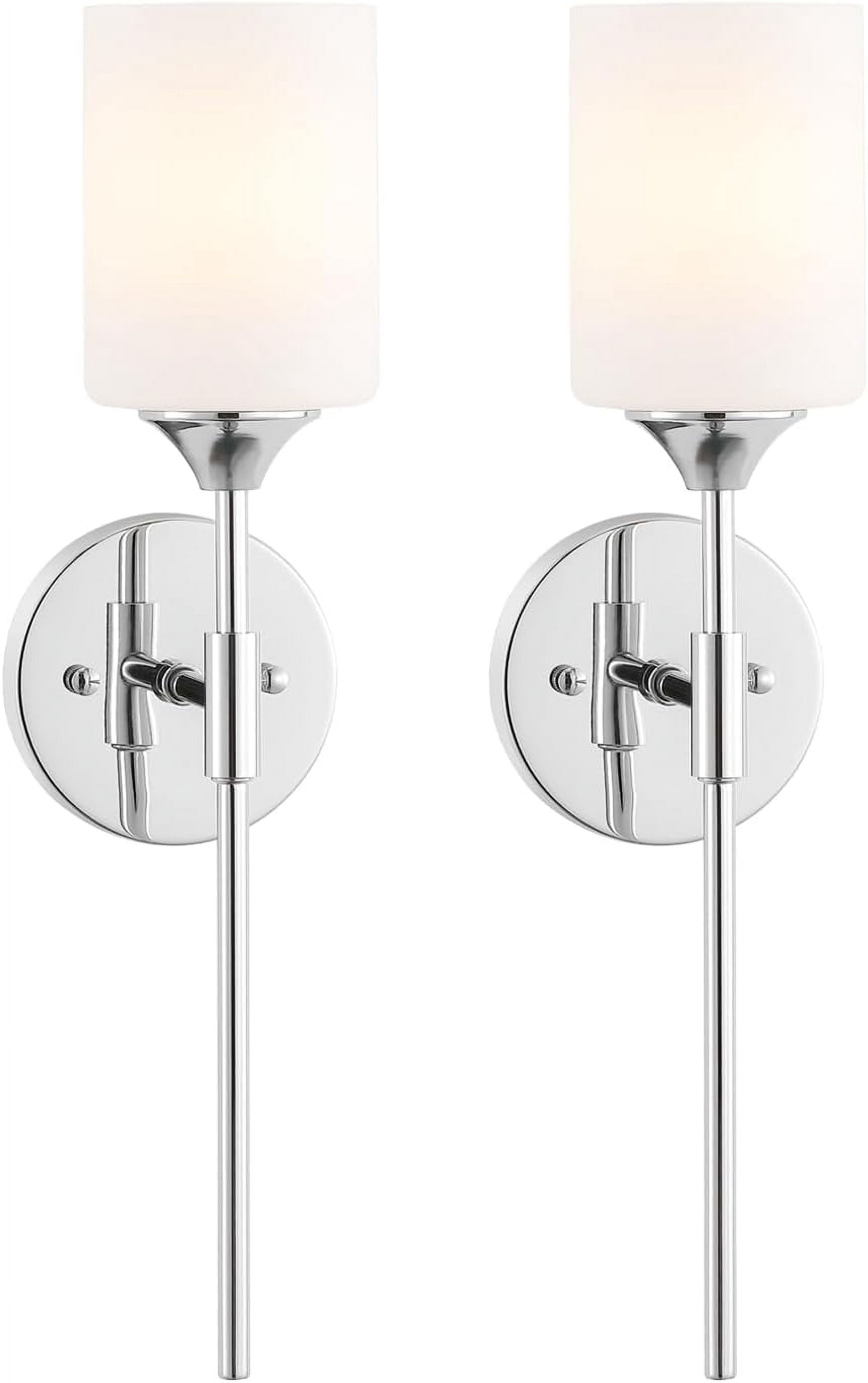Modern Wall Sconce Set of 2 White Cylinder Glass Shades Mid Century ...