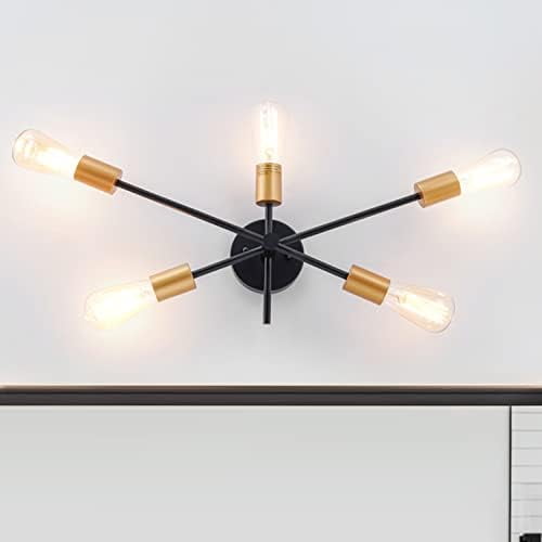 Modern Wall Sconce, Wall Lights for Living Room, Bath Light Wall Mount, Industrial Bathroom Vanity Light, 5-Light Sputnik Flush Mount Light Fixture for Entryway Bedroom Hallway