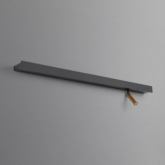 Modern Wall Sconces Black Linear Wall Lamp Shelf Long Wall Light Fixture, Minimalist 31in Vanity Bar Light with Adjustable Spotlight for Bedroom Living Room Reading