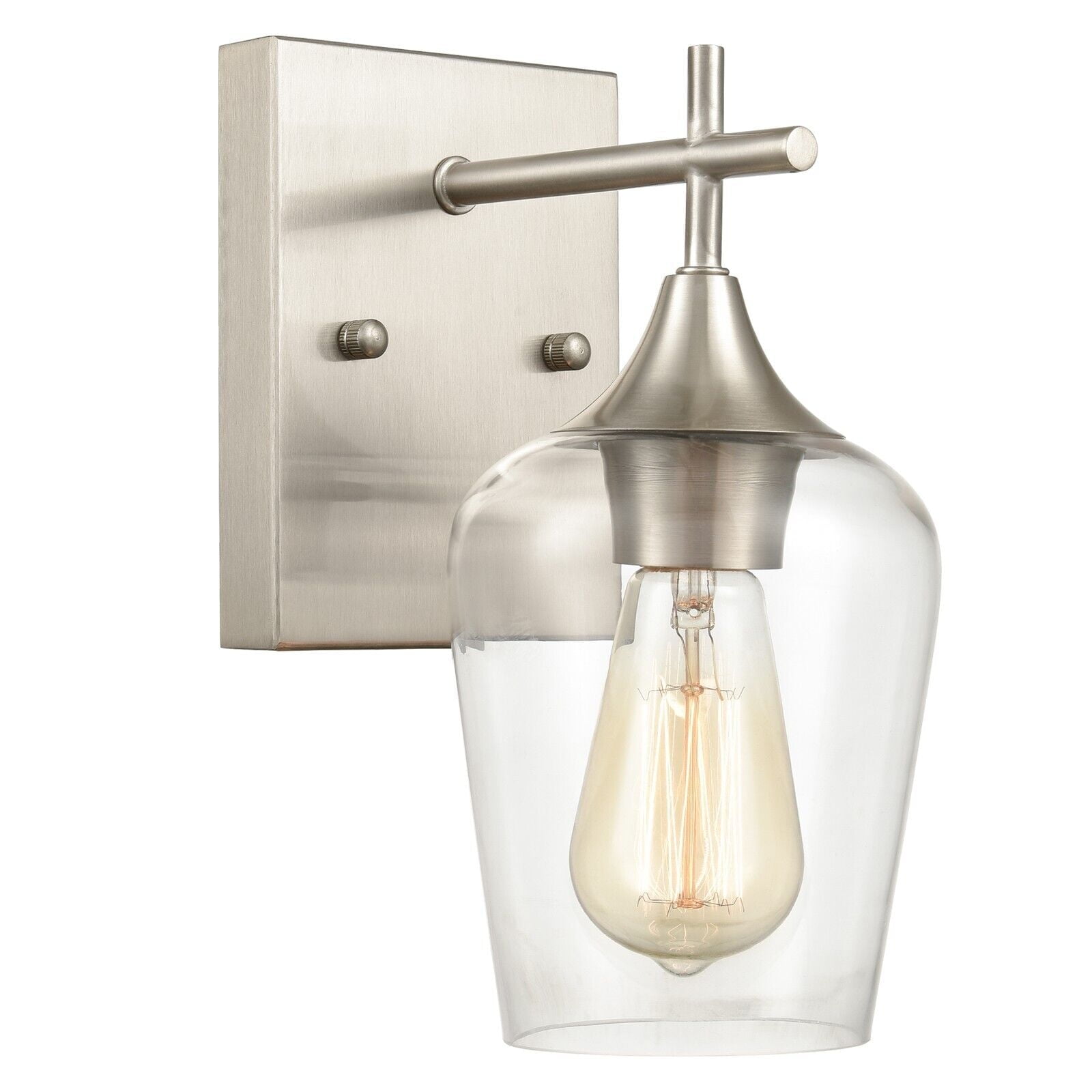 Picture of Modern Wall Sconces Brushed Nickel Clear Glass Vanity Lighting Bathroom ...