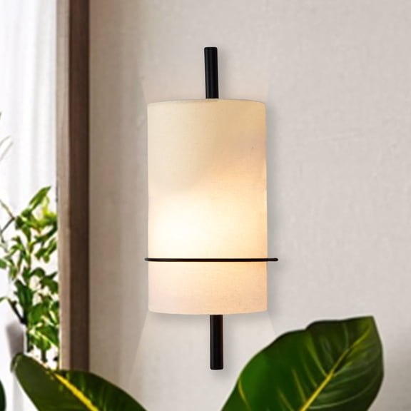 Elegant White Linen Shade Sconces with Metal Frame, Industrial Wall Light Fixture, Indoor Wall Mounted Lamp for Bathroom, Bedroom, Living Room