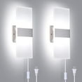 thumbnail image 1 of Modern Wall Sconces Set of 2, Wall Sconce Plug in 12W LED 6000K Cool White Acrylic Wall Mounted Light Wall Lights with 6FT Plug in Cord for Bedroom Bedside Stairway(2 Pack, Silver), 1 of 6
