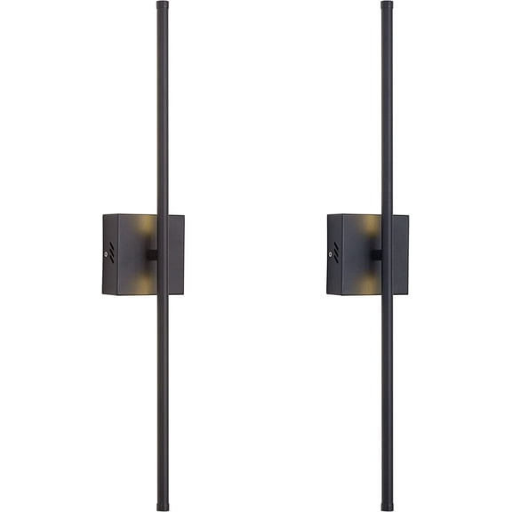 Modern Wall Sconces Set of Two, Dimmable Hardwired Wall Sconces, 350 Rotate, LED Matte Black Wall Light Fixtures, 3000K Warm Light Wall Lamp for Bathroom, Living Room, 27.8 Inch (2 Pack)