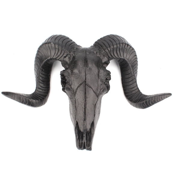 Modern Wall-mounted Resin Black Shofar Skull Wall Figurine Gothic Interior Decor Outdoors Men