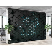 Modern Wallpaper, 3d Effect Black Geometric Shapes Wal Art, Paper Wall Art, Bright Wallpaper, Custom Wallpaper, Contemporary Mural, Wallpaper (Fabric Non-Woven)