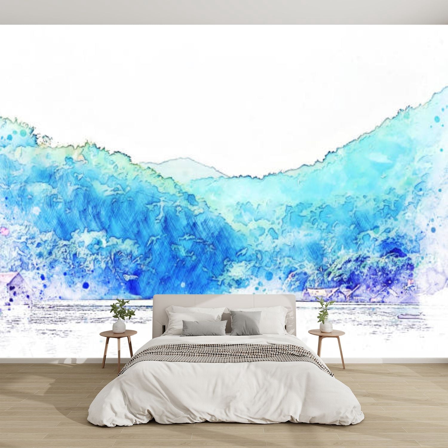 Modern Wallpaper Murals 3D Abstract colorful watercolor Peel and Stick ...