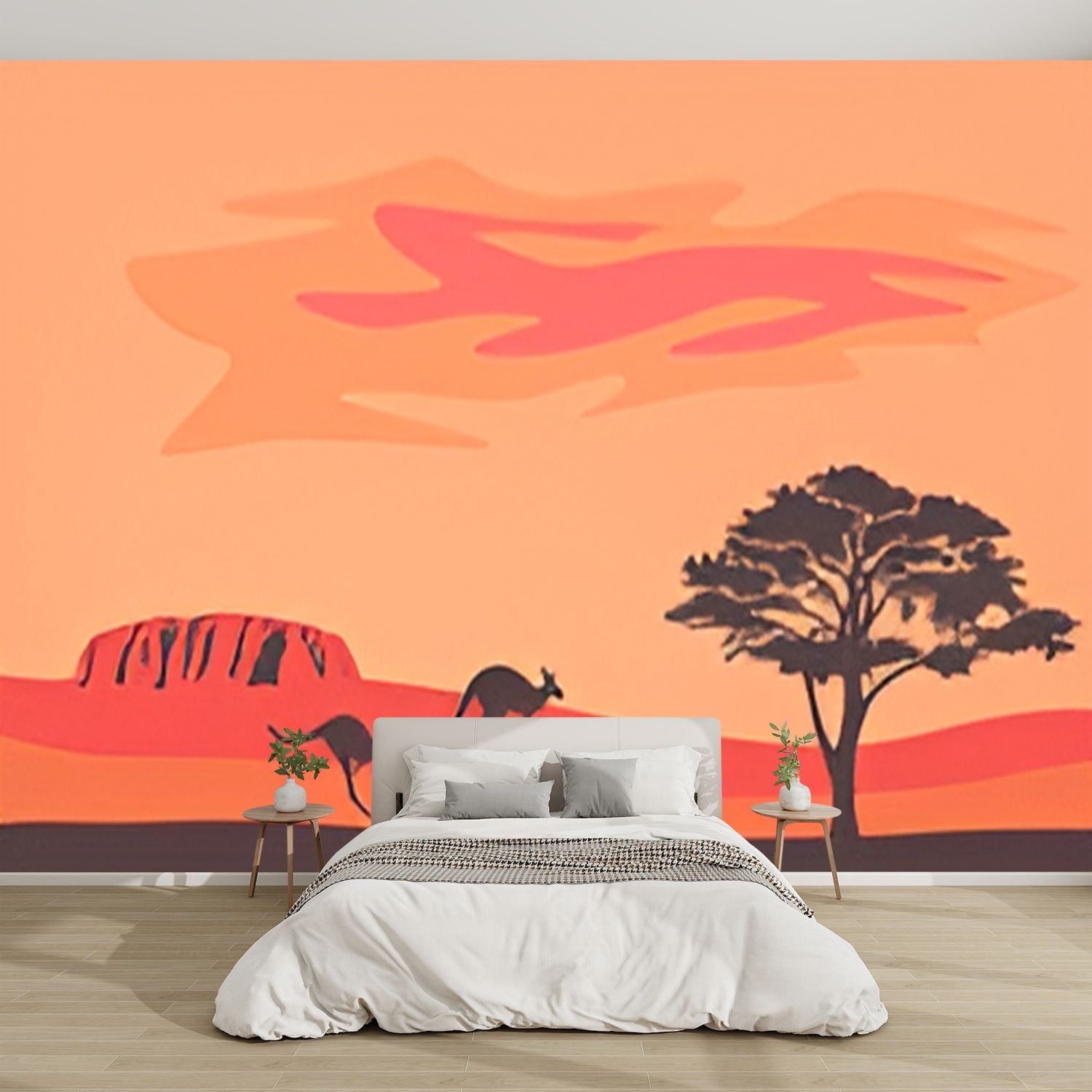 Modern Wallpaper Murals 3D Australian landscape kangaroo acacia flat ...