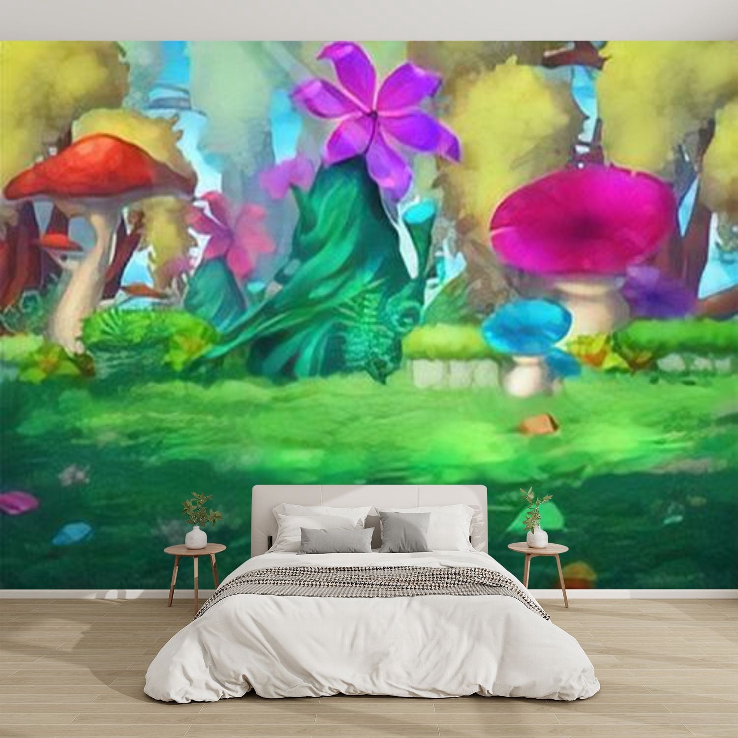 Modern Wallpaper Murals 3D Colorful Forest Huge Flowers Mushroom Flower ...